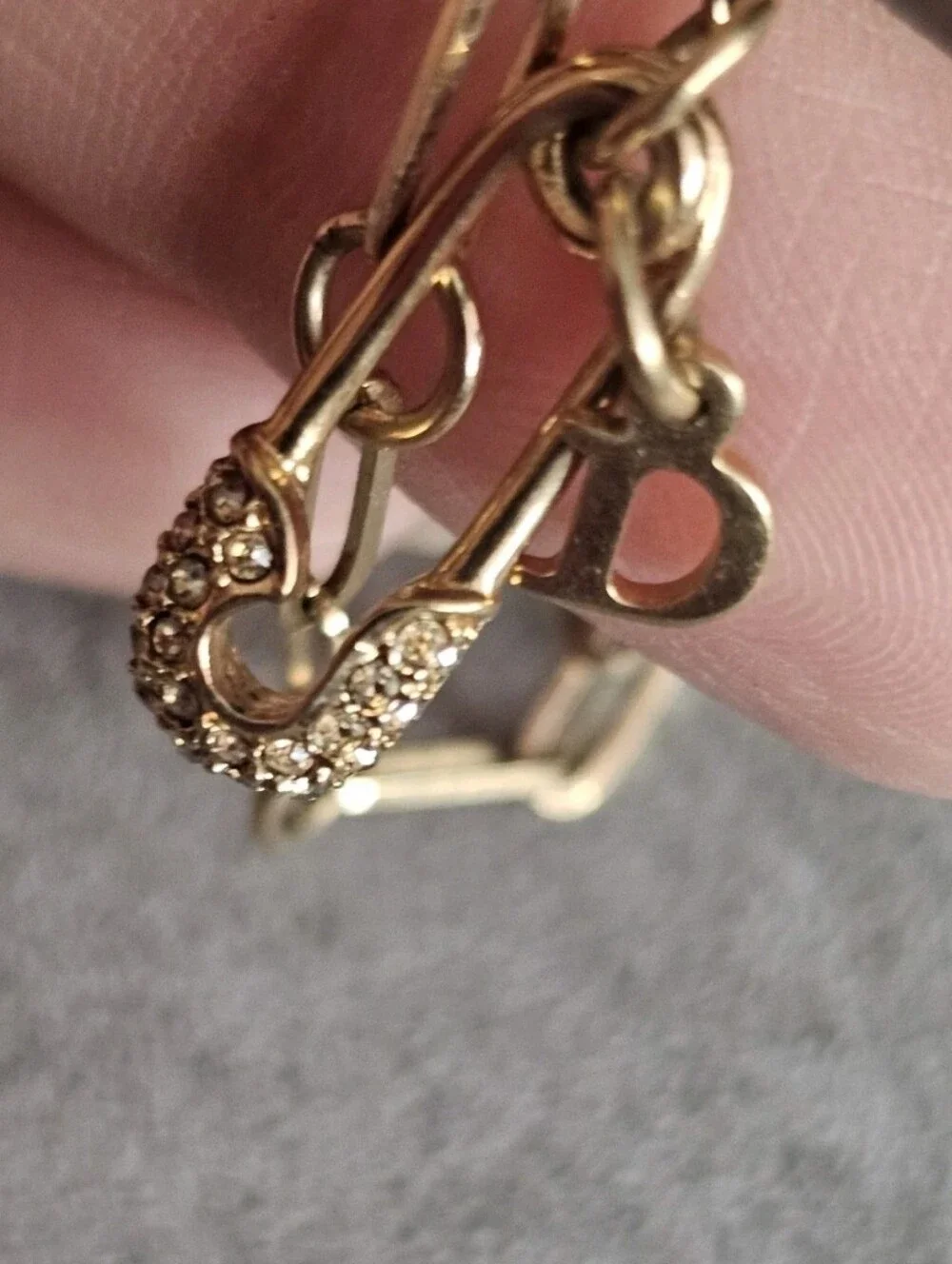 Dior Gold Chain Bracelet with Rhinestone 'Dior' Charm and Star Accent/ EUC